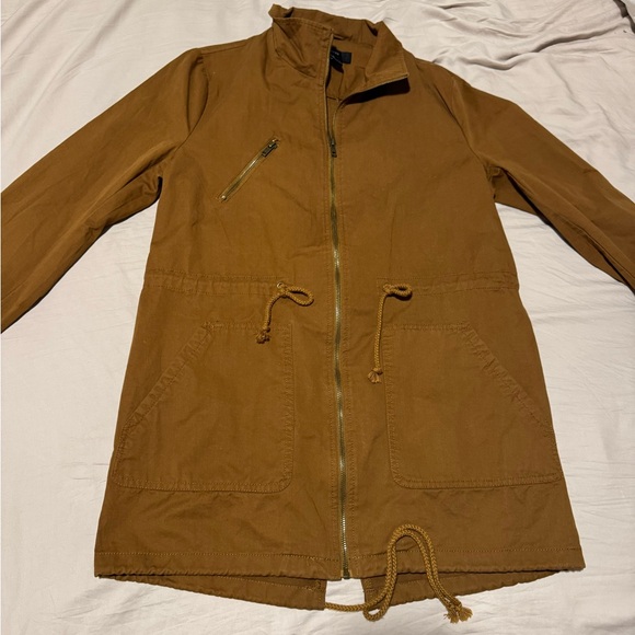 Brown Zip-Up Jacket with Drawstring - Picture 1 of 3